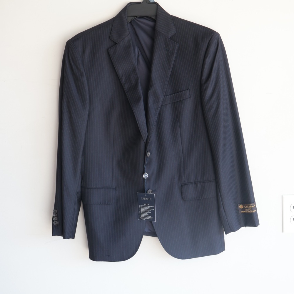 Loro Piana Cremieux Super 130s Wool Pinstripe Blazer Navy 40S F45ZX3106CT1 READ!
